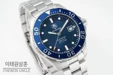 태그호이어 까레라 스틸 블랙다이얼 오토매틱 41mm 스틸 브레이슬릿 블루 베젤