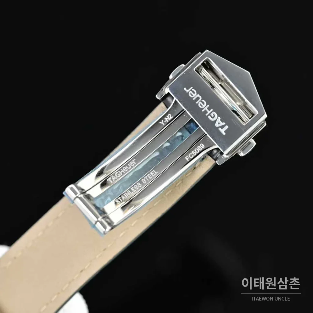 태그호이어 카레라 스틸 브라운다이얼 크로노그래프 오토매틱 43mm 블랙 가죽 스트랩
