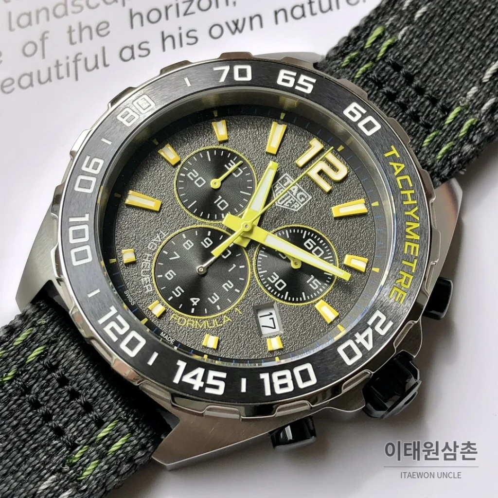 태그호이어 포뮬러1 크로노그래프 스틸 남성용 쿼츠 시계 43mm