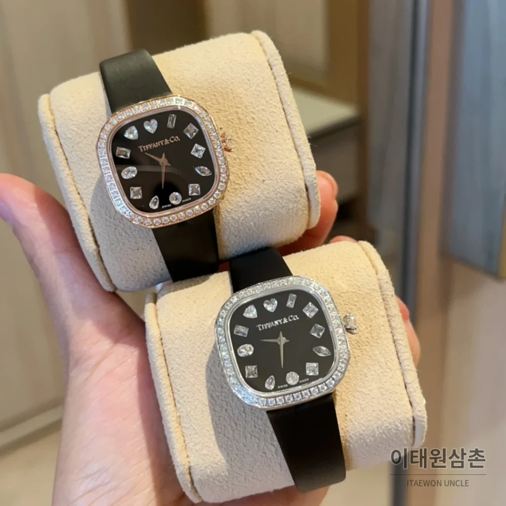 티파니 스퀘어 스틸 다이아 크라운 쿼츠 28mm