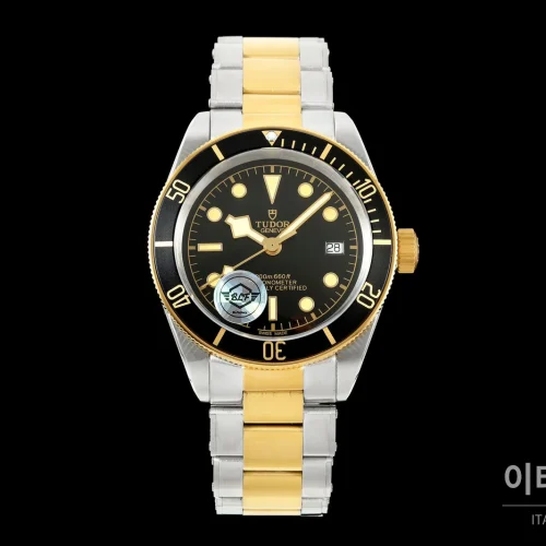 튜더 블랙베이 41 모노크롬 블랙다이얼 스틸 오토매틱 41mm M7941A1A0NU 투톤 브레이슬릿 골드 베젤