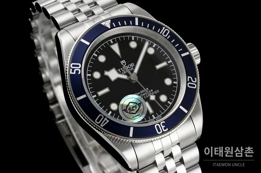 튜더 블랙베이 41 모노크롬 블랙다이얼 스틸 오토매틱 41mm M7941A1A0NU 스틸 브레이슬릿 네이비 베젤 (2)