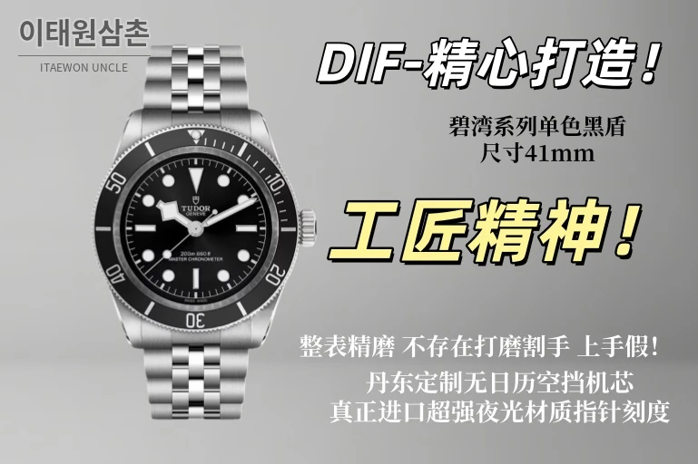 튜더 블랙베이 41 스테인리스 스틸 실버 디테일 모노크롬 다이얼 41mm