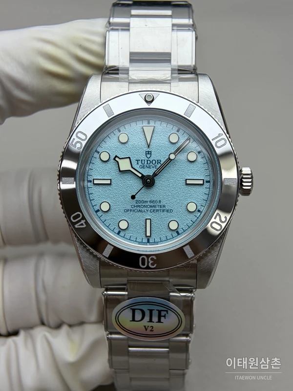 튜더 블랙베이 54 극경 블루 샌드 다이얼 오토매틱 37mm M79000N 스틸 브레이슬릿 실버 베젤 (2)