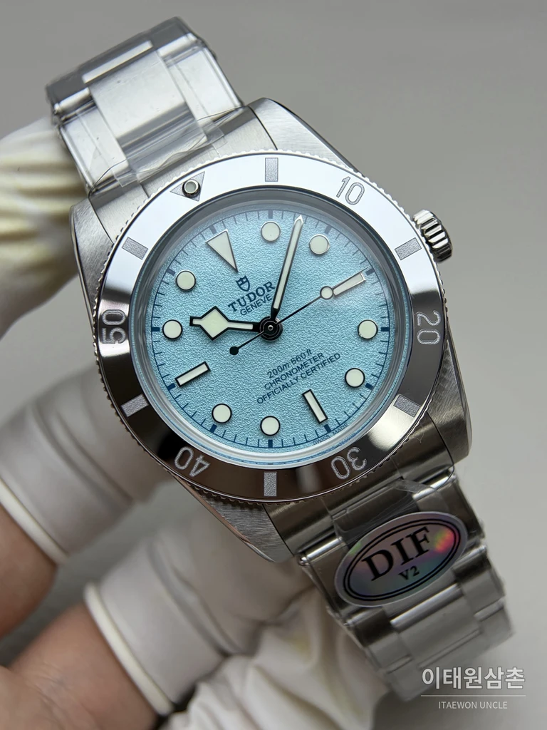 튜더 블랙베이 54 극경 블루 샌드 다이얼 오토매틱 37mm M79000N 스틸 브레이슬릿 실버 베젤 (2)