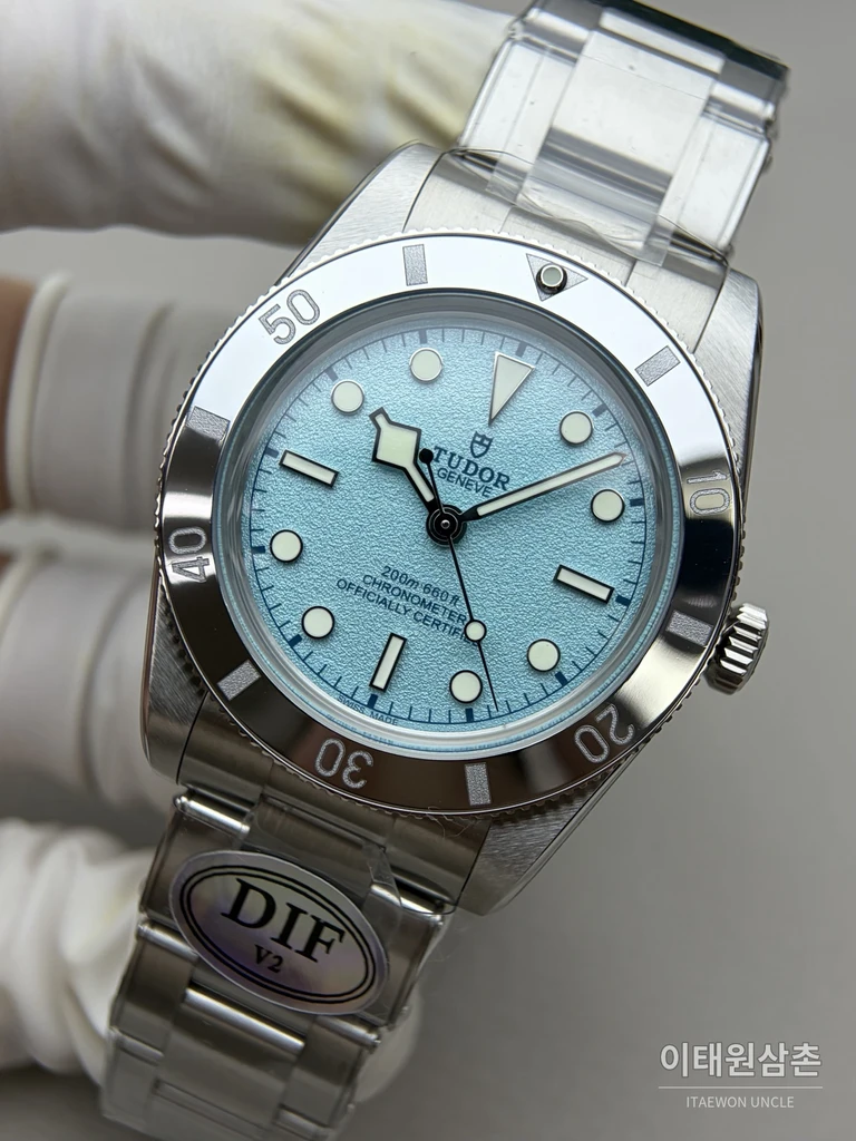 튜더 블랙베이 54 극경 블루 샌드 다이얼 오토매틱 37mm M79000N 스틸 브레이슬릿 실버 베젤 (2)