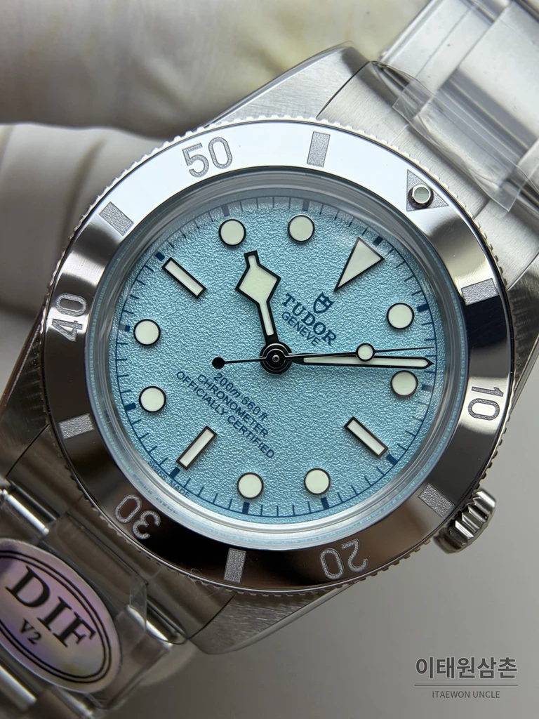 튜더 블랙베이 54 극경 블루 샌드 다이얼 오토매틱 37mm M79000N 스틸 브레이슬릿 실버 베젤 (2)