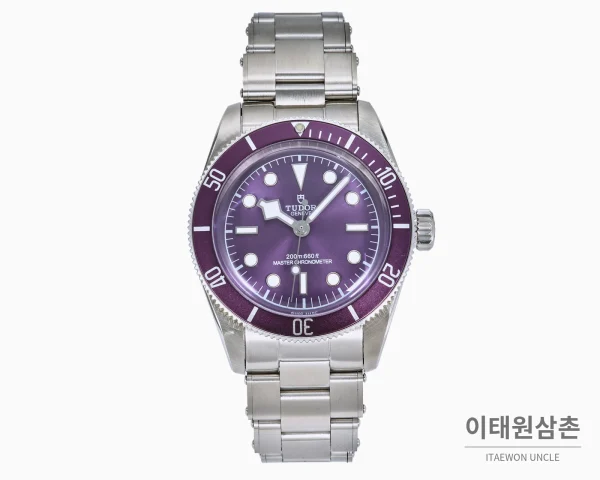튜더 블랙베이 오토매틱 41mm 퍼플 다이얼 스틸 브레이슬릿 퍼플 베젤