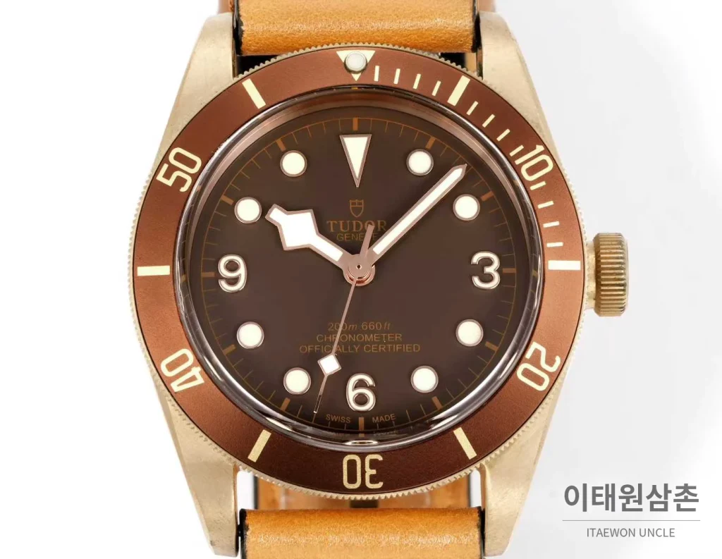 튜더 블랙베이 브론즈 알루미늄브론즈 브라운다이얼 빈티지 다이버 오토매틱 43mm 브라운 가죽 스트랩 브라운 베젤 (2)