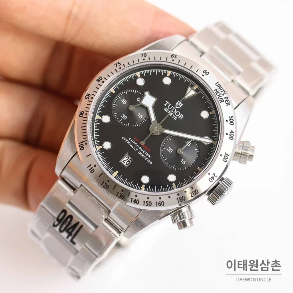 튜더 블랙베이 크로노 스틸 골드 블랙다이얼 크로노그래프 오토매틱 41mm M79363N 스틸 브레이슬릿