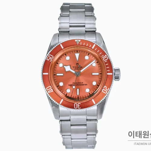 튜더 블랙베이 모노크롬 스틸 블랙다이얼 오토매틱 41mm 스틸 브레이슬릿 오렌지 베젤