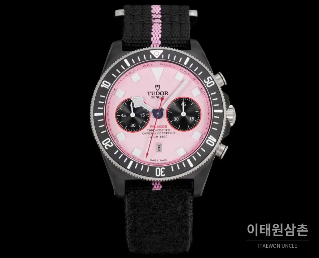튜더 펠라고스 FXD 카본 블루다이얼 크로노그래프 데이데이트 오토매틱 43mm 블랙 나일론 스트랩 블랙 베젤
