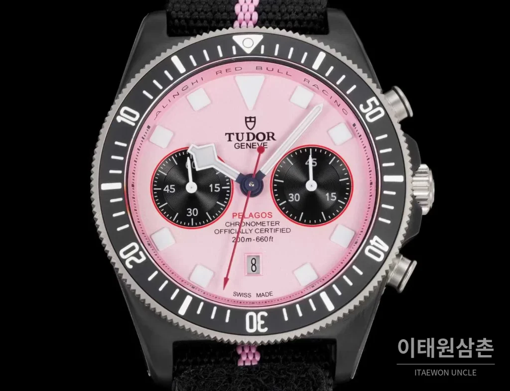 튜더 펠라고스 FXD 카본 블루다이얼 크로노그래프 데이데이트 오토매틱 43mm 블랙 나일론 스트랩 블랙 베젤
