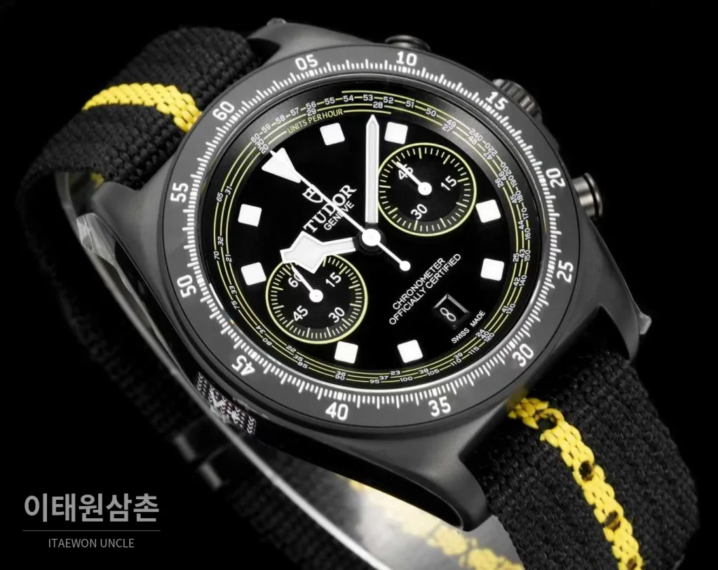 튜더 펠라고스 FXD 크로노그래프 컬러다이얼 야광 오토매틱 43mm 블랙 나일론 스트랩