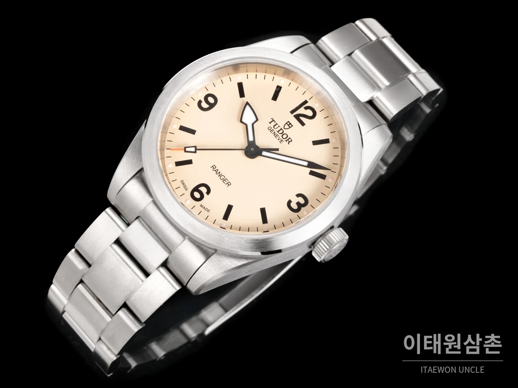 튜더 레인저 스틸 아라비아숫자 라이트옐로우 다이얼 오토매틱 39mm