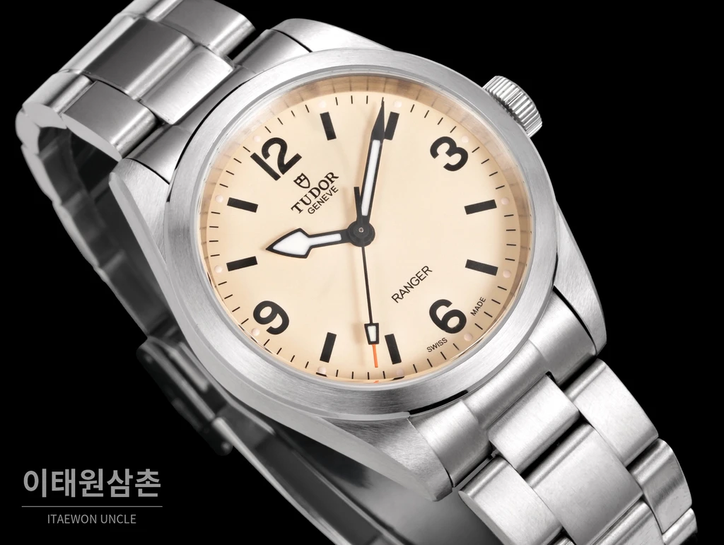 튜더 레인저 스틸 아라비아숫자 라이트옐로우 다이얼 오토매틱 39mm