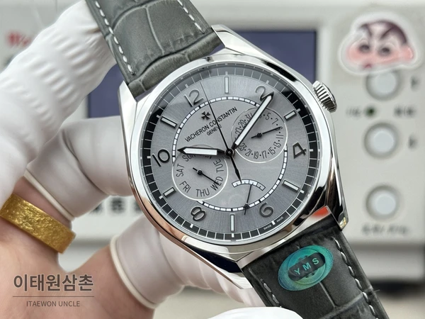 바쉐론콘스탄틴 피프티식스 데이데이트 다크그레이다이얼 카프스킨 오토매틱 40mm