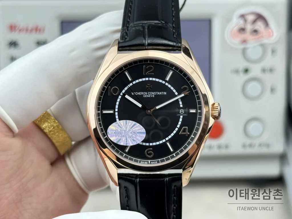 바쉐론콘스탄틴 피프티식스 가죽밴드 오토매틱 40mm 블랙 다이얼 로즈골드 베젤