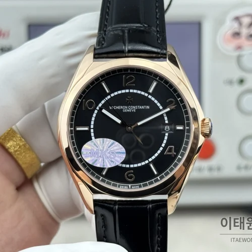 바쉐론콘스탄틴 피프티식스 가죽밴드 오토매틱 40mm 블랙 다이얼 로즈골드 베젤
