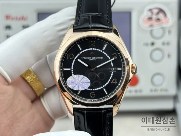 바쉐론콘스탄틴 피프티식스 가죽밴드 오토매틱 40mm 블랙 다이얼 로즈골드 베젤