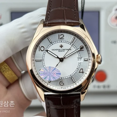 바쉐론콘스탄틴 피프티식스 가죽밴드 오토매틱 40mm 실버 다이얼 로즈골드 베젤