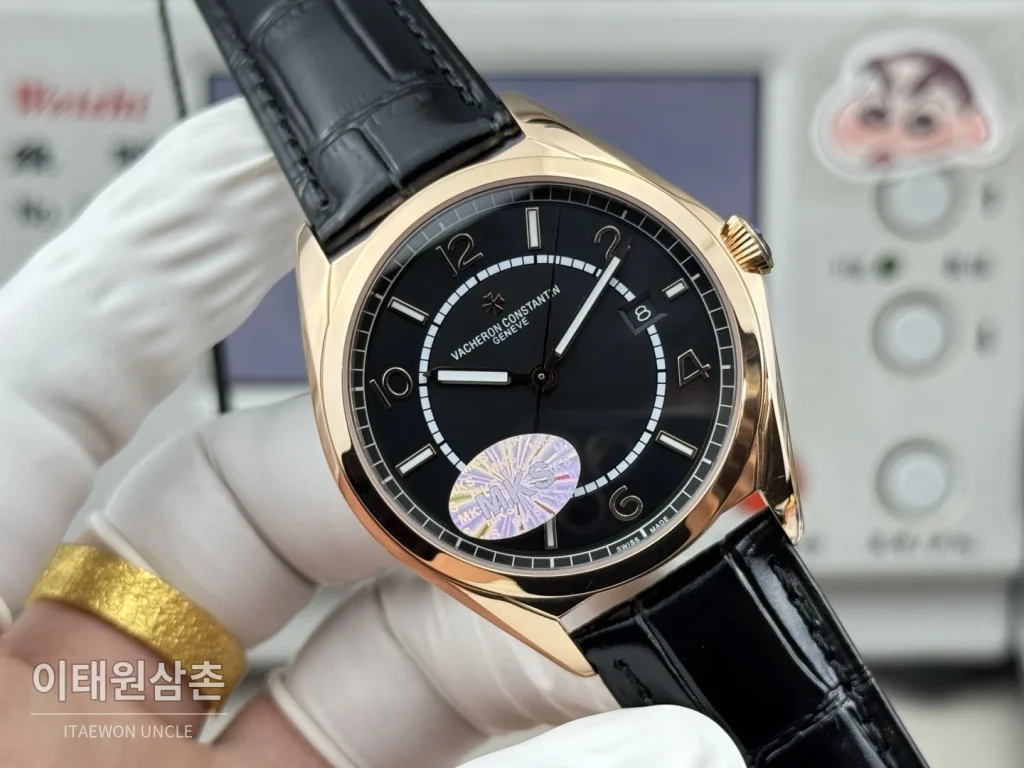 바쉐론콘스탄틴 피프티식스 가죽밴드 오토매틱 40mm 블랙 다이얼 로즈골드 베젤