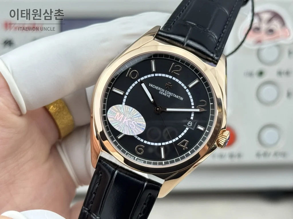 바쉐론콘스탄틴 피프티식스 가죽밴드 오토매틱 40mm 블랙 다이얼 로즈골드 베젤
