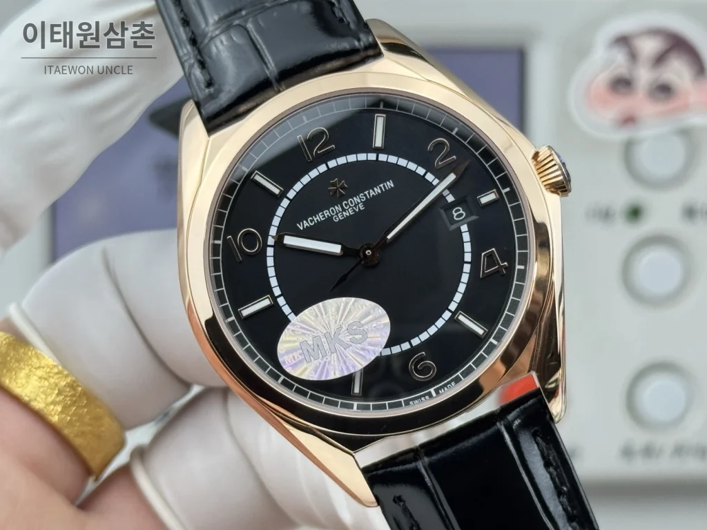 바쉐론콘스탄틴 피프티식스 가죽밴드 오토매틱 40mm 블랙 다이얼 로즈골드 베젤