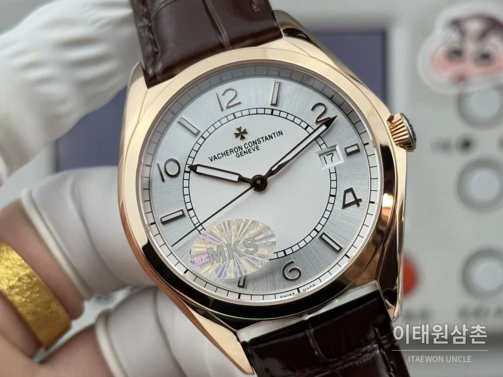 바쉐론콘스탄틴 피프티식스 가죽밴드 오토매틱 40mm 실버 다이얼 로즈골드 베젤
