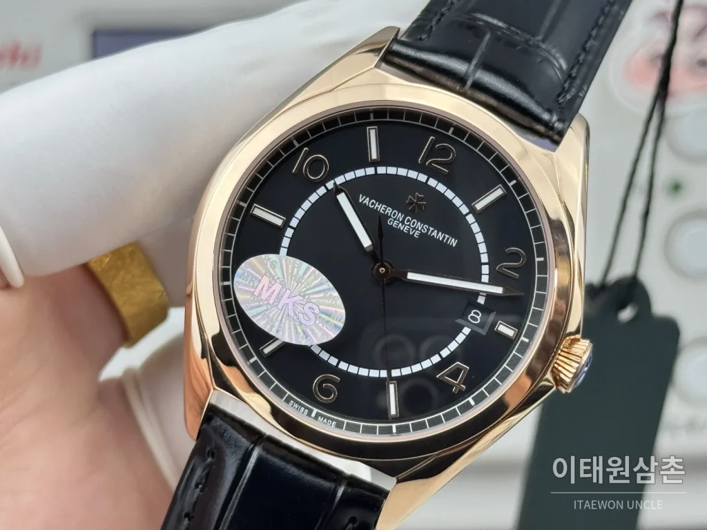 바쉐론콘스탄틴 피프티식스 가죽밴드 오토매틱 40mm 블랙 다이얼 로즈골드 베젤