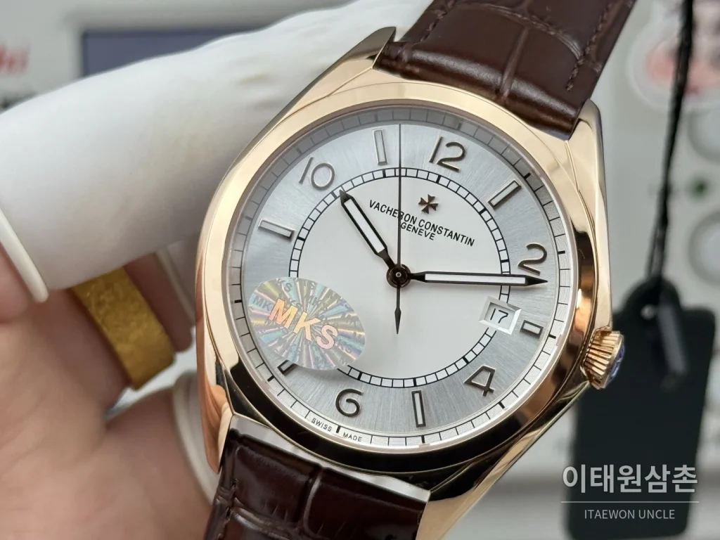 바쉐론콘스탄틴 피프티식스 가죽밴드 오토매틱 40mm 실버 다이얼 로즈골드 베젤