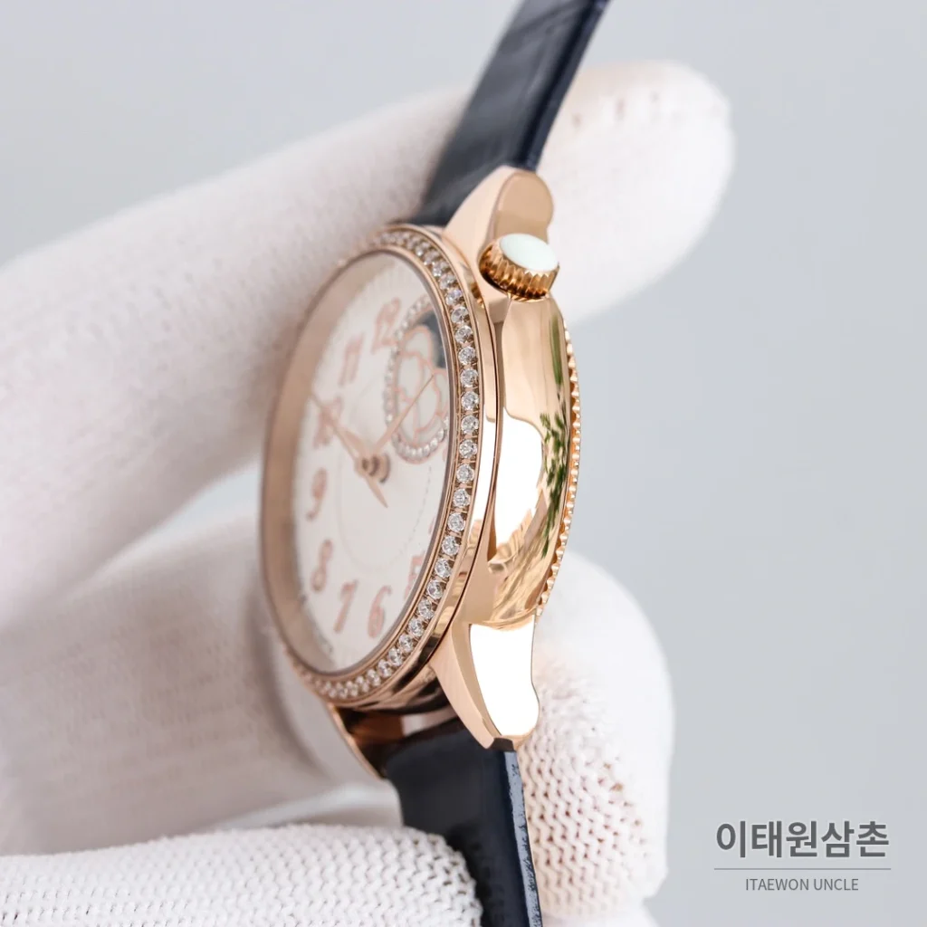 바쉐론콘스탄틴 에제리 스틸 다이아 문페이즈 오토매틱 37mm 화이트 다이얼 레드 가죽 스트랩
