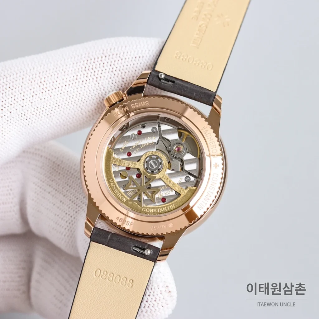 바쉐론콘스탄틴 에제리 스틸 다이아 문페이즈 오토매틱 37mm 그레이 다이얼 레드 가죽 스트랩