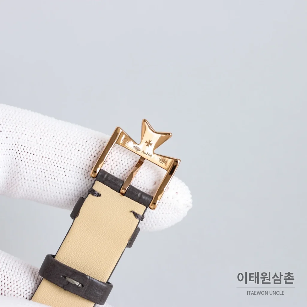 바쉐론콘스탄틴 에제리 스틸 다이아 문페이즈 오토매틱 37mm 그레이 다이얼 레드 가죽 스트랩