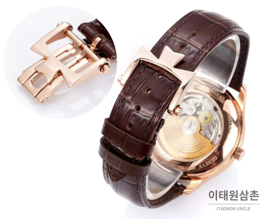 바쉐론콘스탄틴 메티에다르 아틀리에 캐비노티에 플래티넘 브라운다이얼 오토매틱 40mm 블루 브라운 가죽 스트랩 로즈골드 베젤
