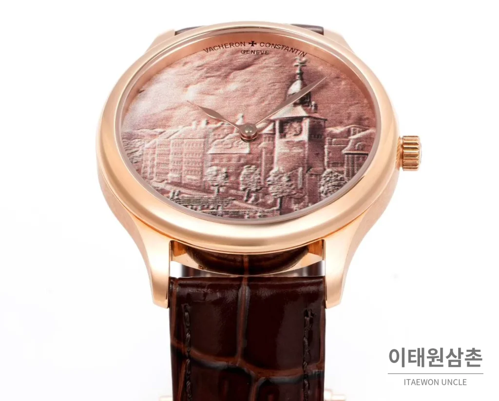 바쉐론콘스탄틴 메티에다르 아틀리에 캐비노티에 플래티넘 브라운다이얼 오토매틱 40mm 블루 브라운 가죽 스트랩 로즈골드 베젤