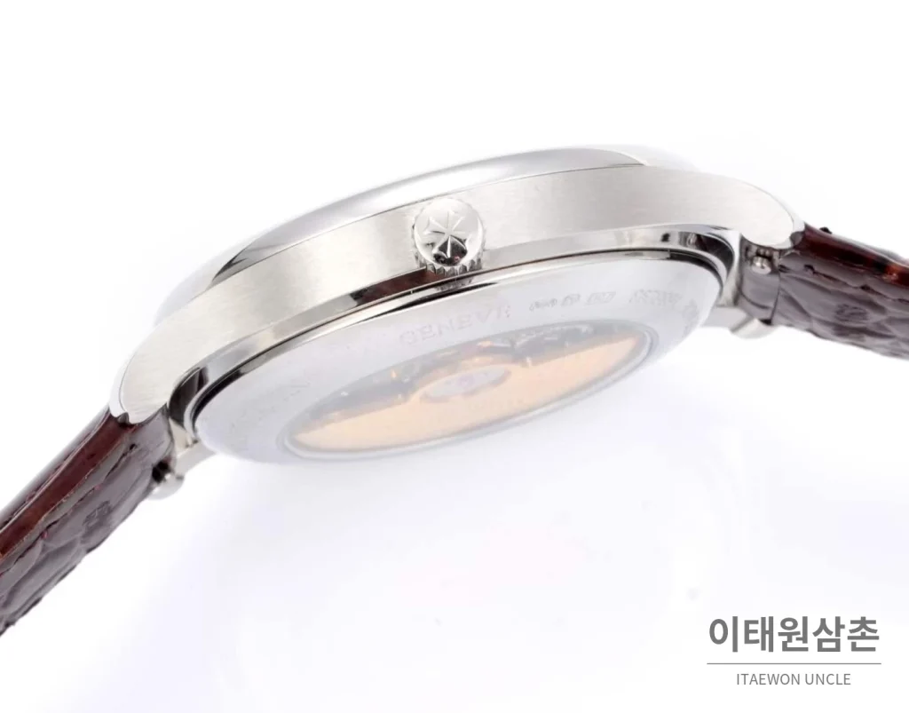 바쉐론콘스탄틴 메티에다르 아틀리에 캐비노티에 플래티넘 브라운다이얼 오토매틱 40mm 블루 브라운 가죽 스트랩