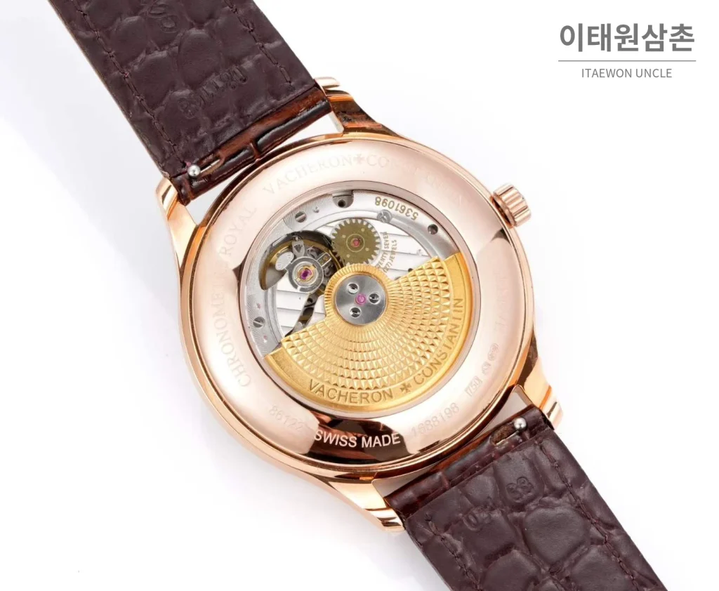 바쉐론콘스탄틴 메티에다르 아틀리에 캐비노티에 플래티넘 브라운다이얼 오토매틱 40mm 블루 브라운 가죽 스트랩 로즈골드 베젤