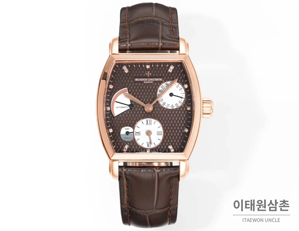 바쉐론콘스탄틴 말테 로즈골드 베젤 브라운다이얼 듀얼타임 오토매틱 48mm