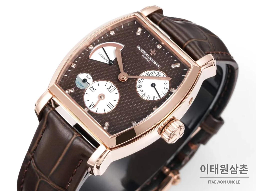 바쉐론콘스탄틴 말테 로즈골드 베젤 브라운다이얼 듀얼타임 오토매틱 48mm