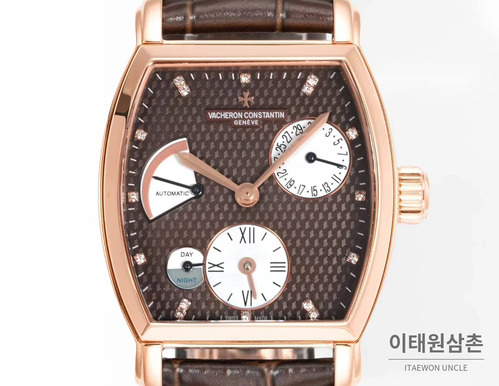 바쉐론콘스탄틴 말테 로즈골드 베젤 브라운다이얼 듀얼타임 오토매틱 48mm