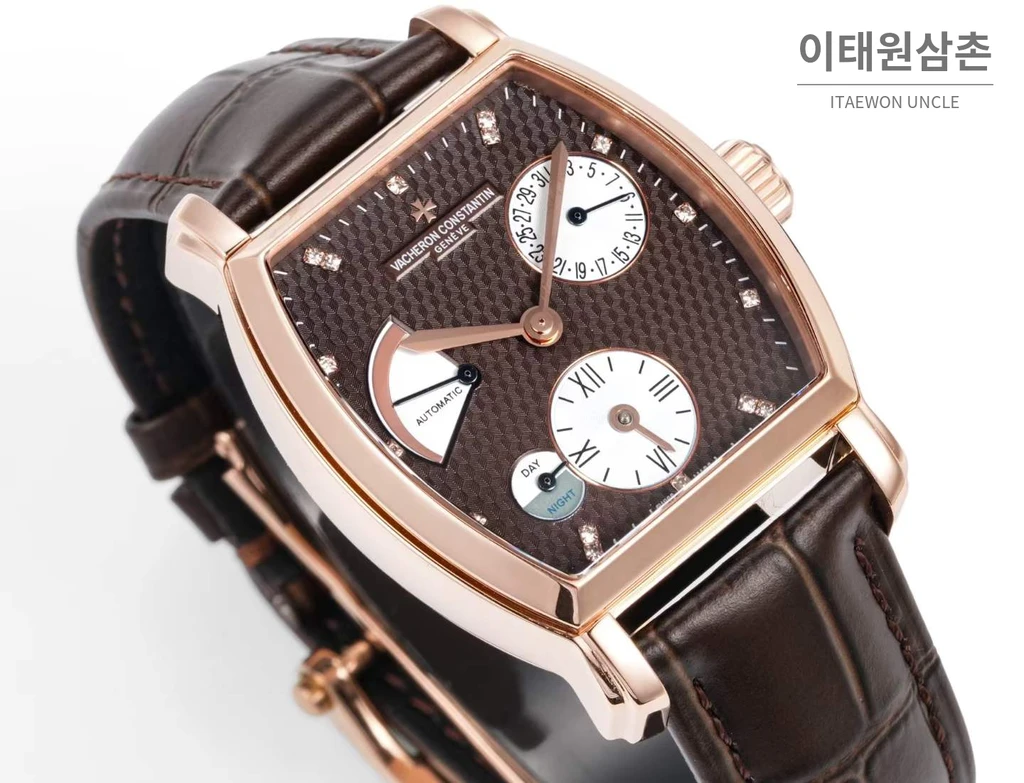 바쉐론콘스탄틴 말테 로즈골드 베젤 브라운다이얼 듀얼타임 오토매틱 48mm