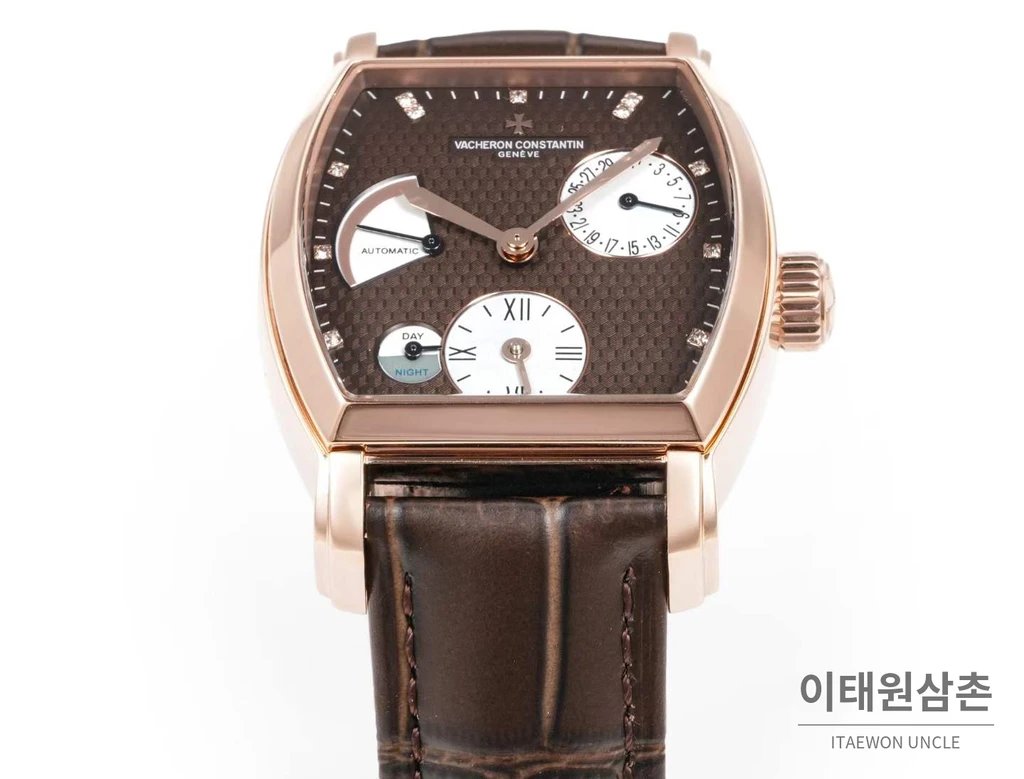 바쉐론콘스탄틴 말테 로즈골드 베젤 브라운다이얼 듀얼타임 오토매틱 48mm