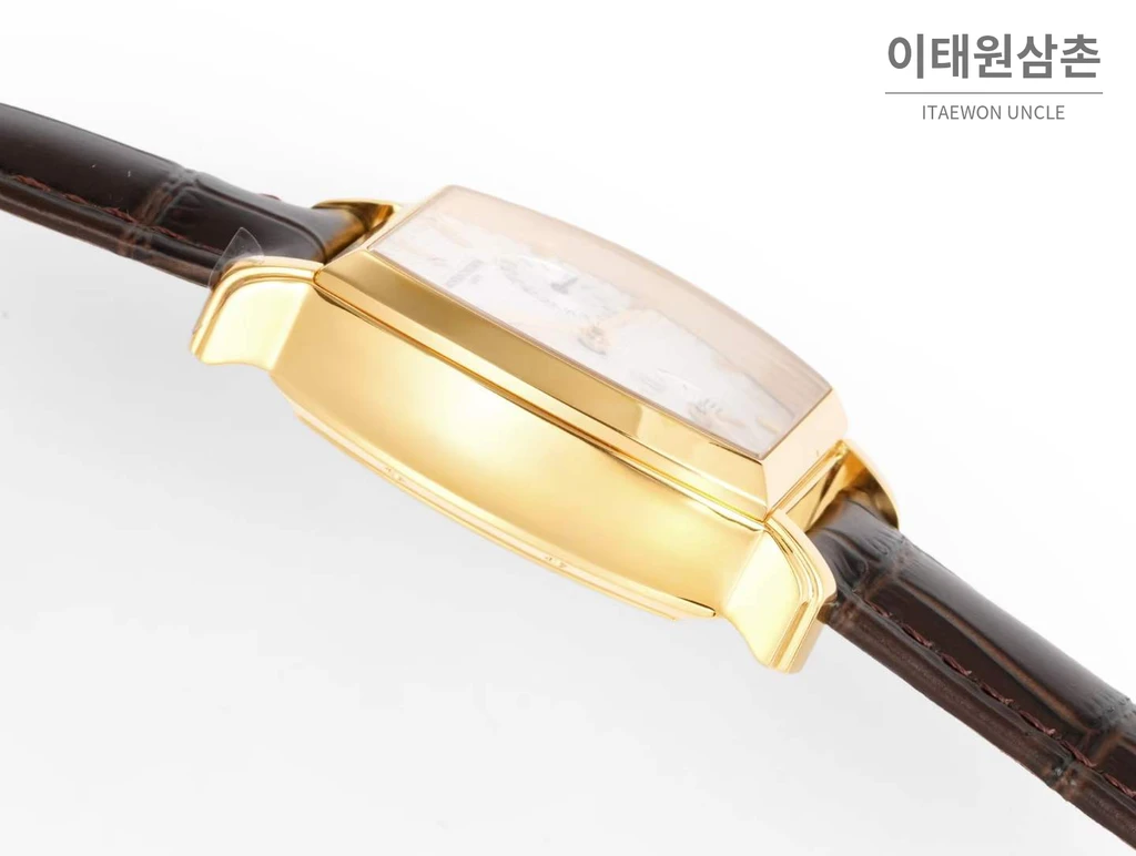 바쉐론콘스탄틴 말테 옐로우골드 베젤 화이트다이얼 듀얼타임 오토매틱 48mm 브라운 가죽 스트랩