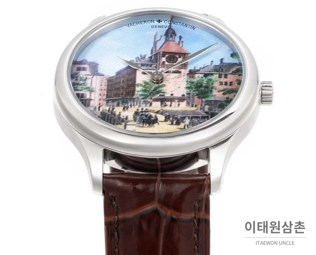 바쉐론콘스탄틴 메티에다르 스틸 블루다이얼 미니멀 오토매틱 40mm 브라운 가죽 스트랩 (2)
