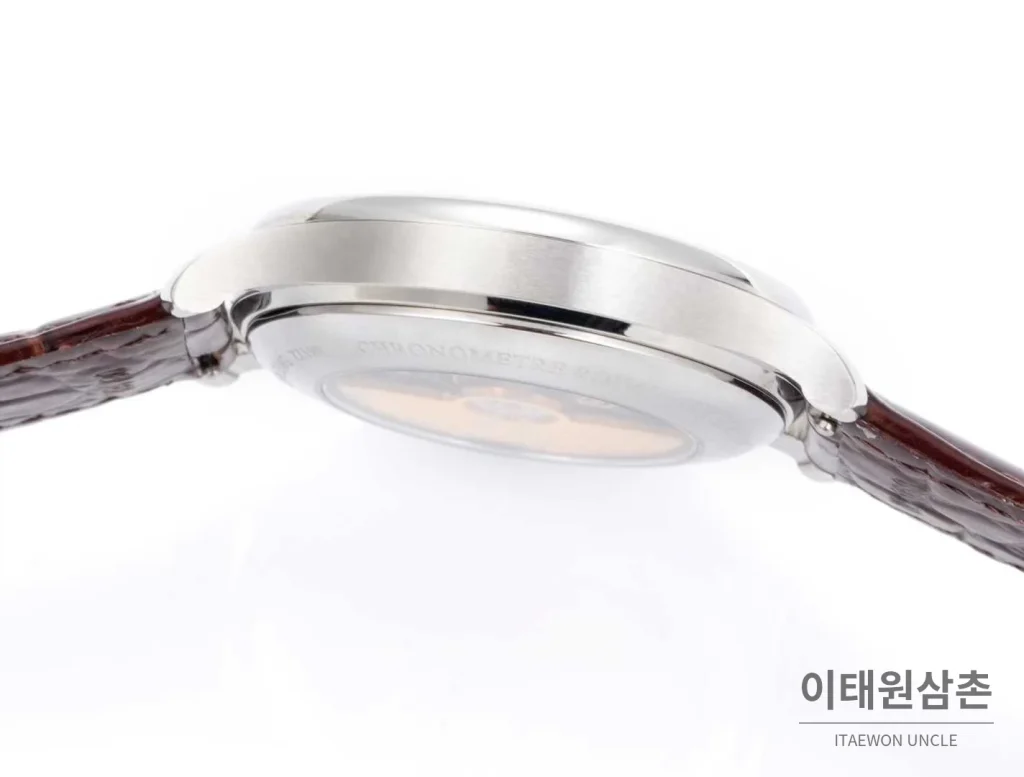 바쉐론콘스탄틴 메티에다르 스틸 블루다이얼 미니멀 오토매틱 40mm 브라운 가죽 스트랩