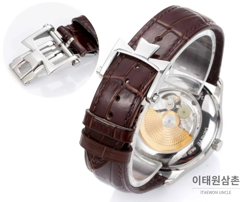 바쉐론콘스탄틴 메티에다르 스틸 블루다이얼 미니멀 오토매틱 40mm 브라운 가죽 스트랩 (2)