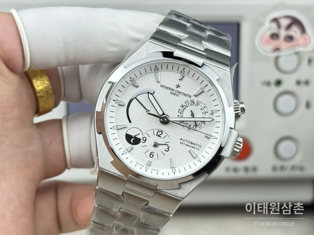 바쉐론콘스탄틴 오버시즈 듀얼타임 파워리저브 오토매틱 42mm 블루 스틸 브레이슬릿