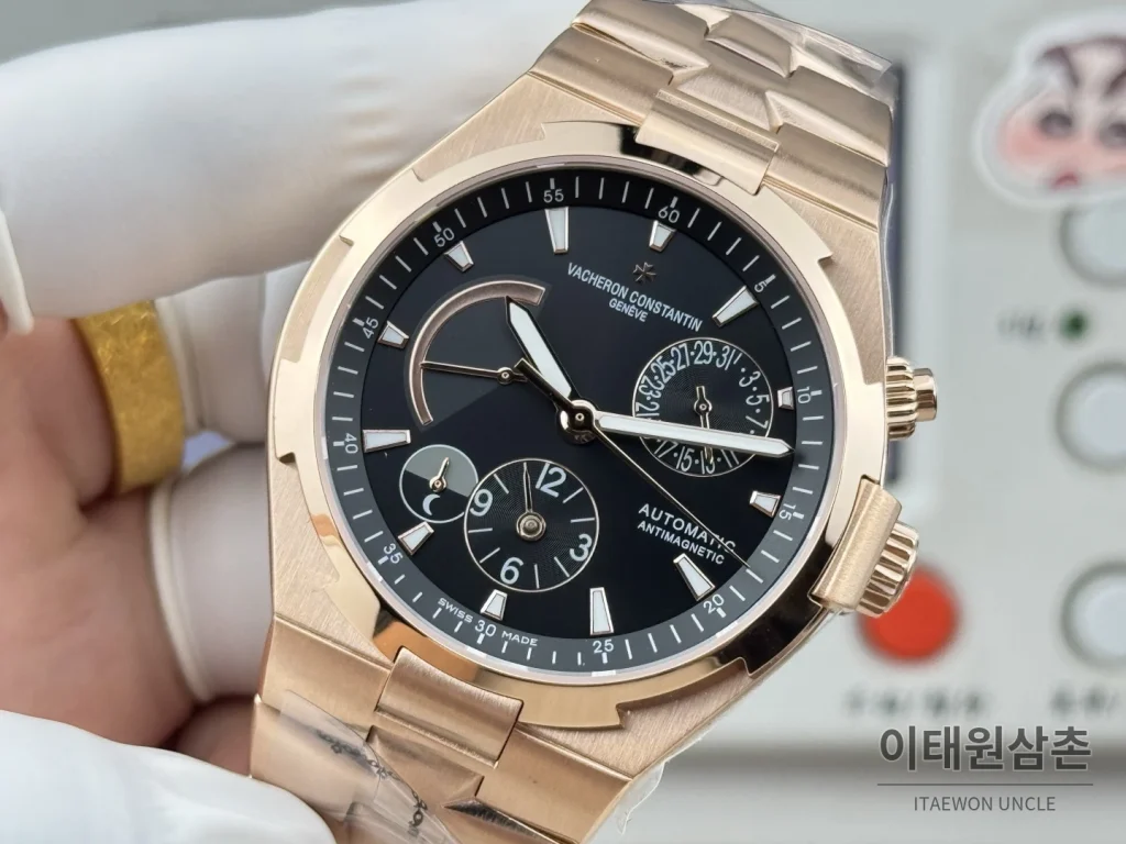 바쉐론콘스탄틴 오버시즈 듀얼타임 파워리저브 오토매틱 42mm 블루 로즈골드 브레이슬릿 로즈골드 케이스
