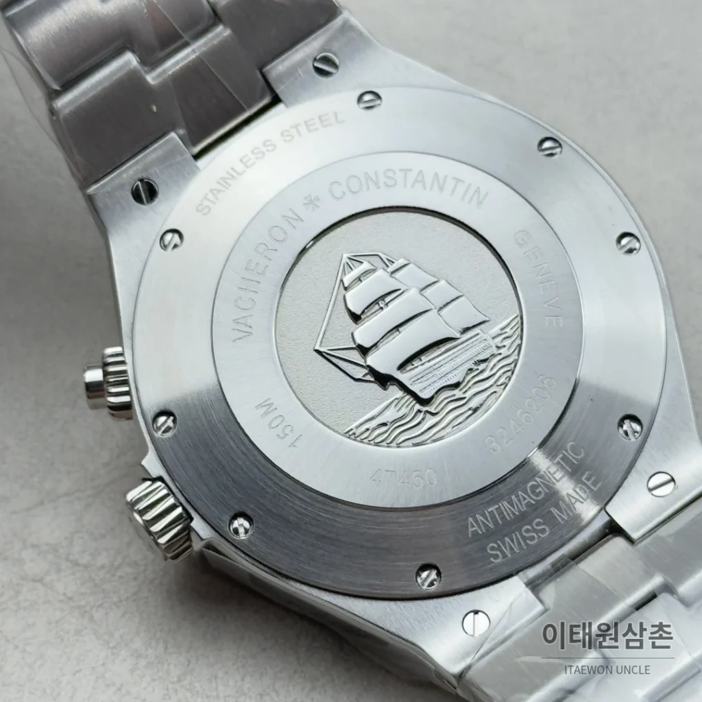 바쉐론콘스탄틴 오버시즈 듀얼타임 파워리저브 오토매틱 42mm 블루 스틸 브레이슬릿 (4)